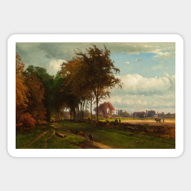 Landscape with Cattle by George Inness Sticker by Classic Art Stall